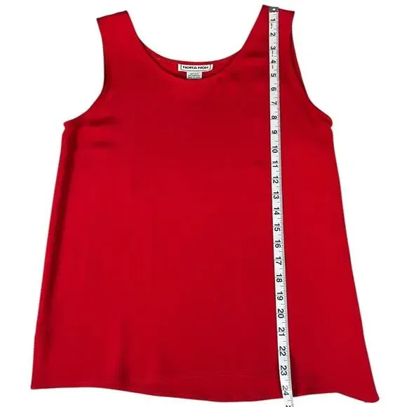 Vintage Nora Noh Red Sleeveless 100% Silk Tank Top Size Small Classic Work Wear - Picture 6 of 9